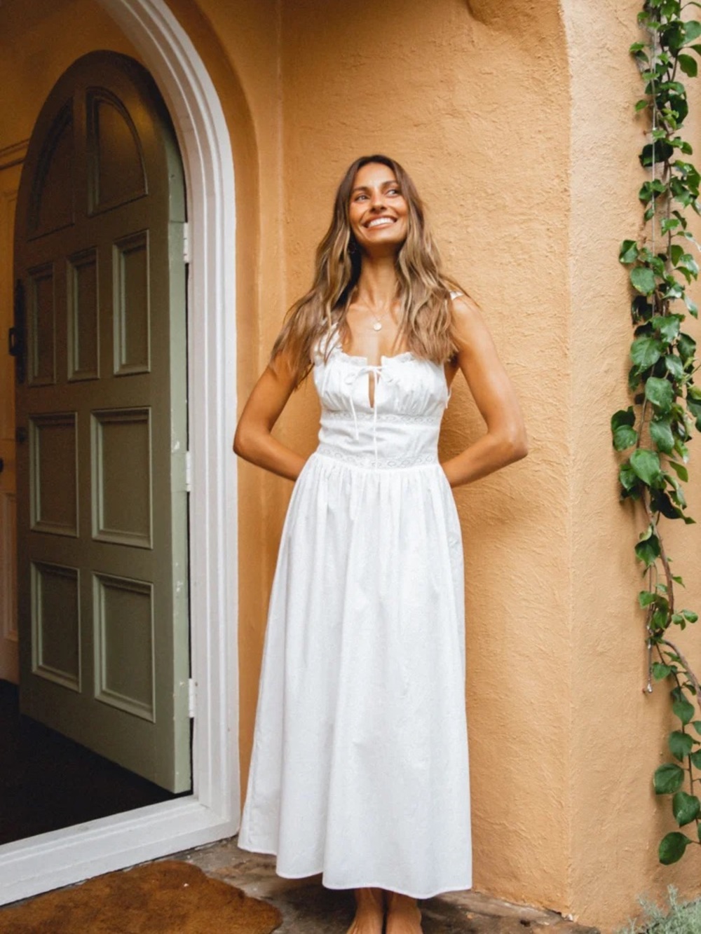 VRG GRL French Silhouette Midi Dress // White